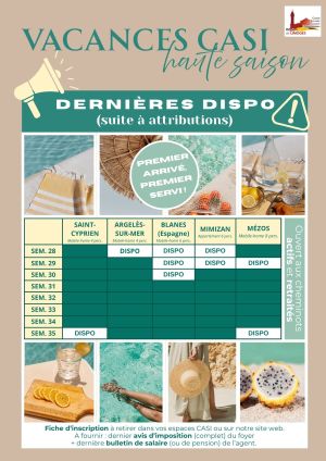 Vacances �t� CASI : derni�res dispo !